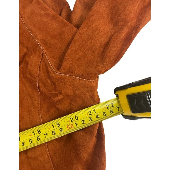 Chicos Womens Blazer Jacket Size 3 US XL Orange Suede Leather Single Breasted - Picture 4 of 7